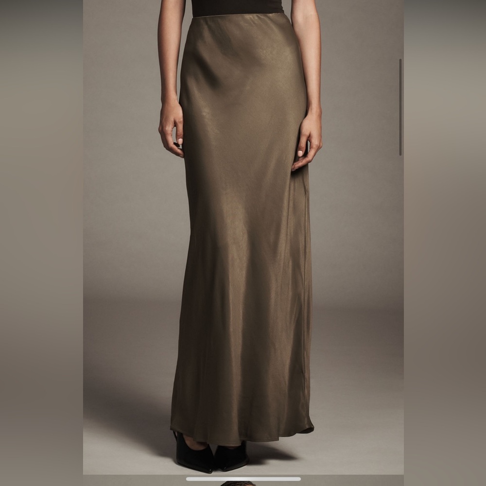 Anthropology Tilda Satin Skirt - Holly Green - XL